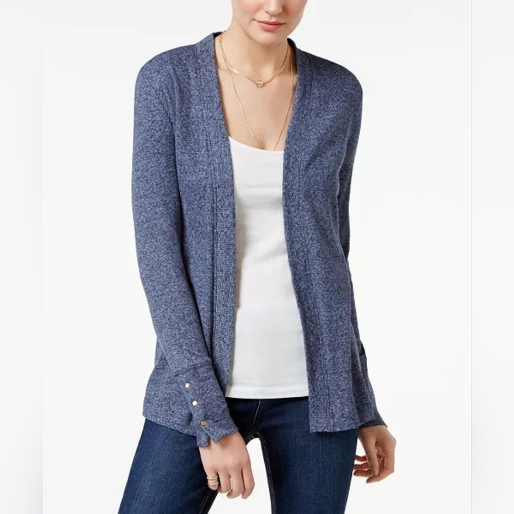 NEW! Michael Kors Blue Ribbed Open Front Cardigan Size XL